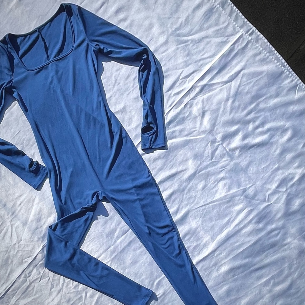 Blue Women's Long-Sleeve One-Piece Thermal Romper